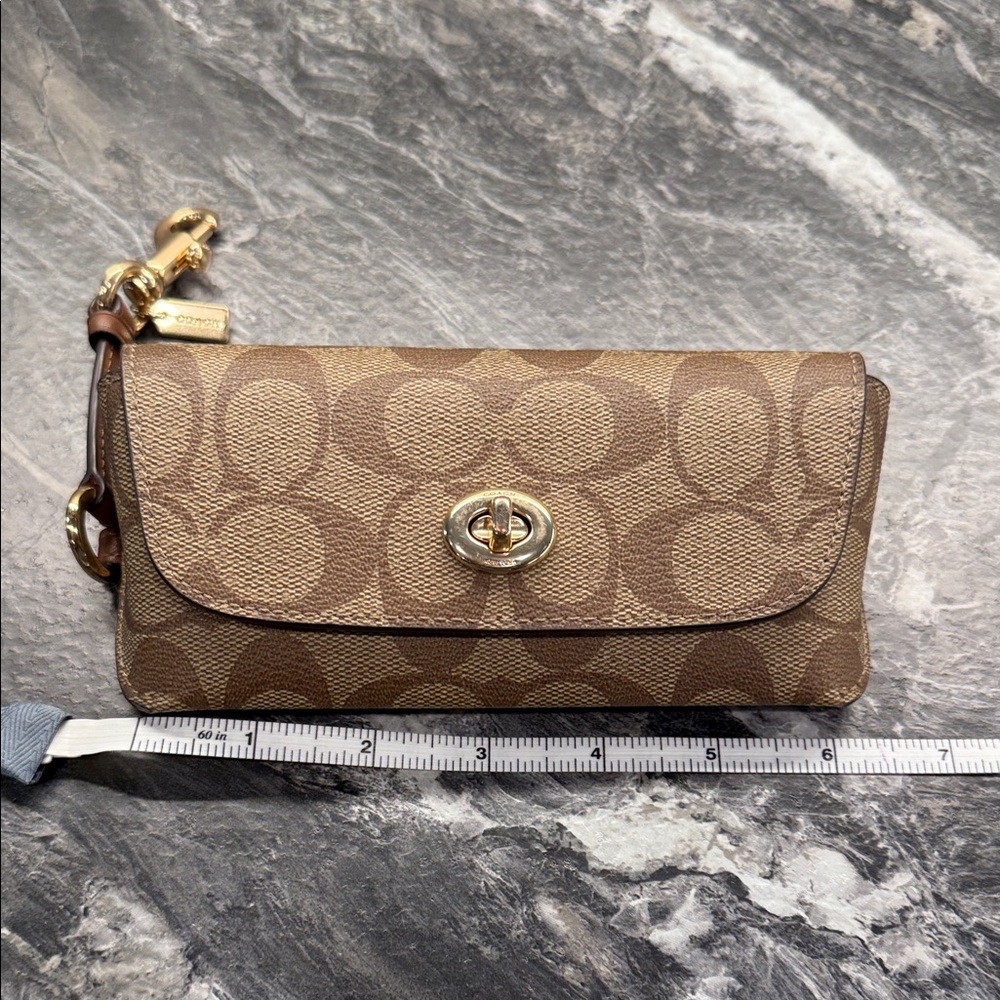 Coach Tan and Brown Signature Eyeglass Case